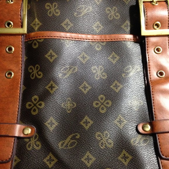 Heavy Duty Fashion Print Vintage Design Large Tote Zippered Bag, Exterior Pocket - Picture 2 of 16